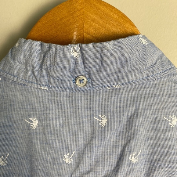 Denim & Flower Ricky Singh Men's Blue Palm Trees Short Sleeve Button Up Shirt L - Picture 7 of 13